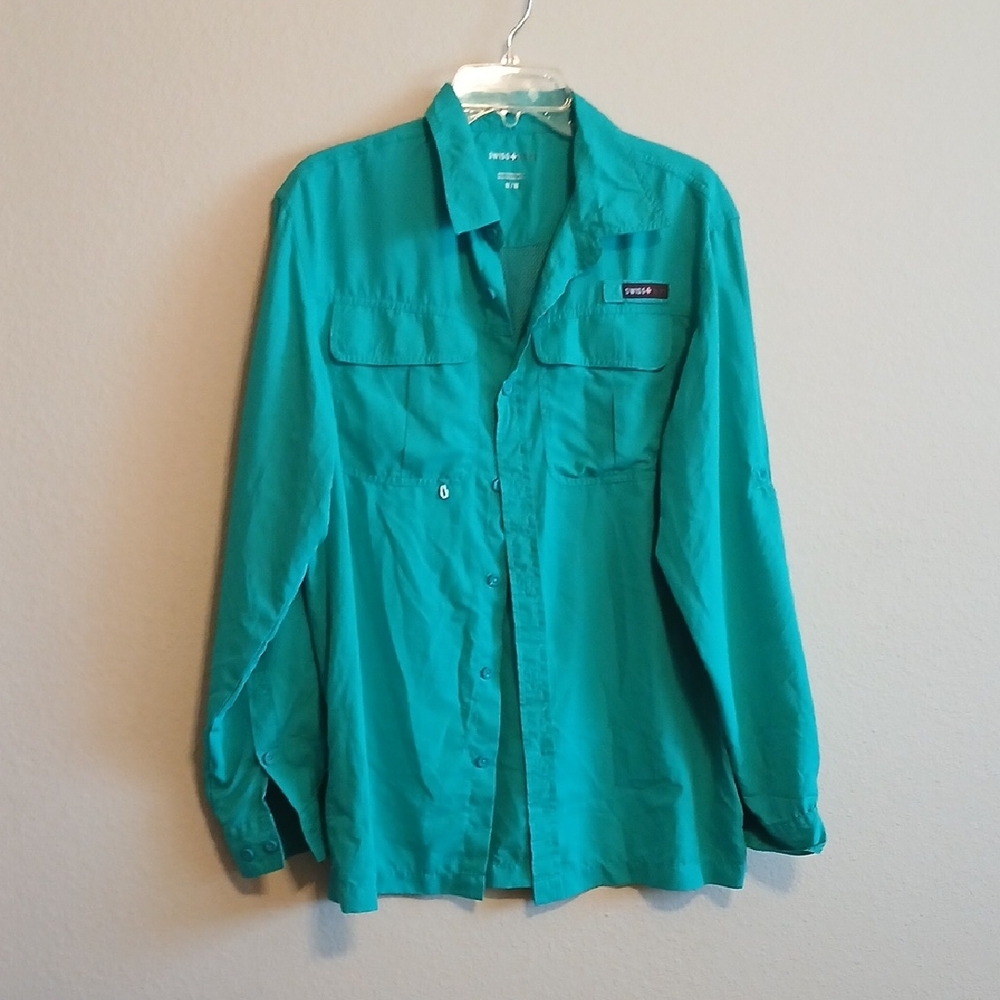 Swiss Alps Ventilation Fishing Hunting Tab Sleeve Shirt Men's Size M